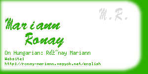 mariann ronay business card